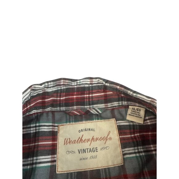 Weatherproof Vintage Mens XL Plaid Shirt Red Blue Flannel Long Sleeve Casual - Picture 2 of 7